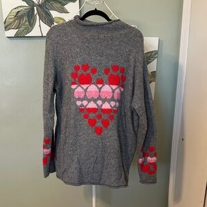 cupcakes & cashmere Gray Sweater with Red and Pink Heart Design